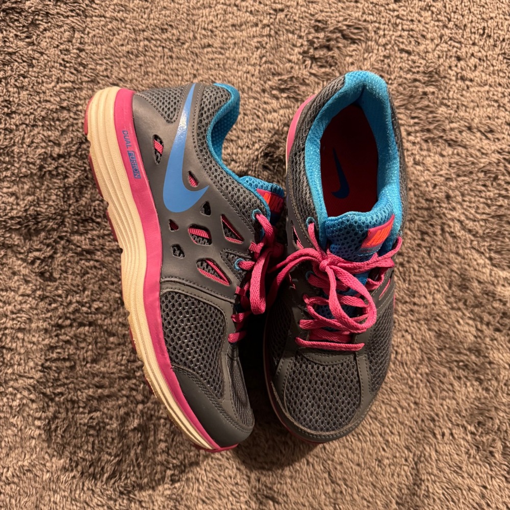 Nike Dual Fusion ST 2 Womens Running Shoes‎ Grey Pink Blue 599560-400 Size 7
